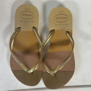 Havaianas Women's Gold Strap Gradient Brown-Tan Flip Flops